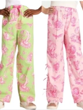 Lot Of 2 Wicked X Katie Kime Toile Printed Bow Detail Cotton Poplin Pants